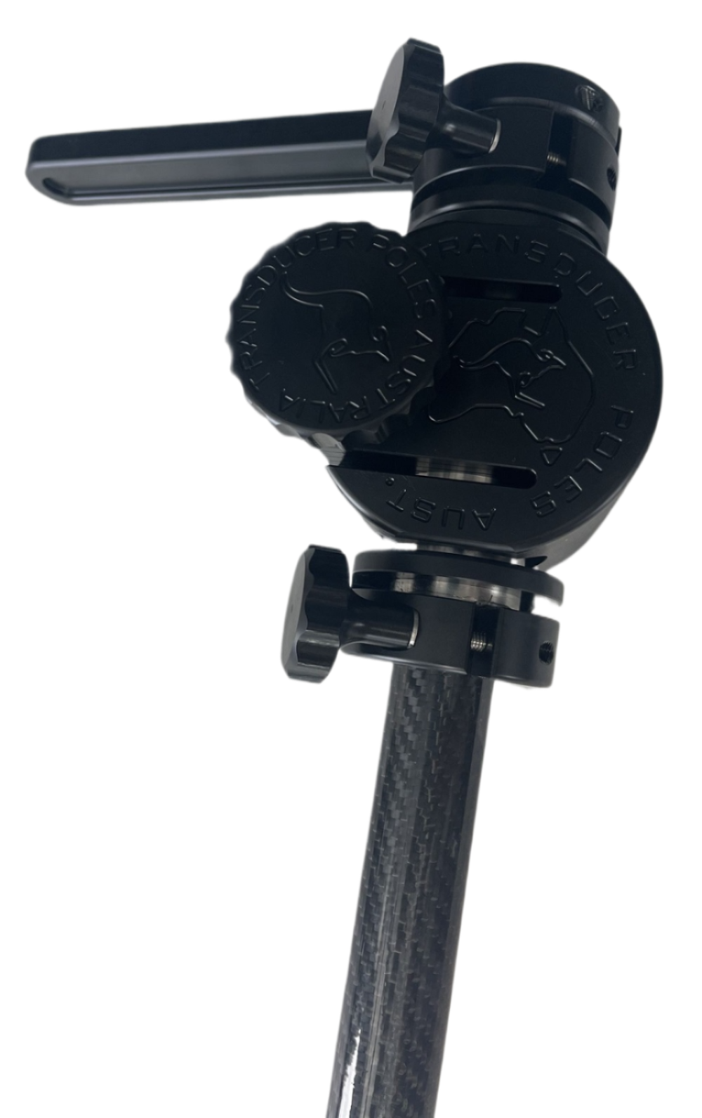 Transducer Poles Australia Carbon Pole 1600/32mm With Ultra Free Bearing Mount Block & Collars & Handle Iufb-car32a