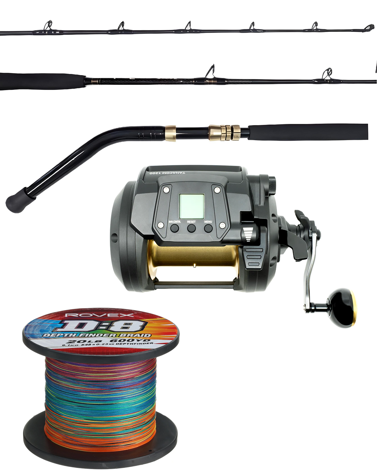Daiwa Electric Combo Tanacom 1200 Wilson Live Fibre Assist Rlfea3 Pre-spooled Rovex D8 80lb 1100m