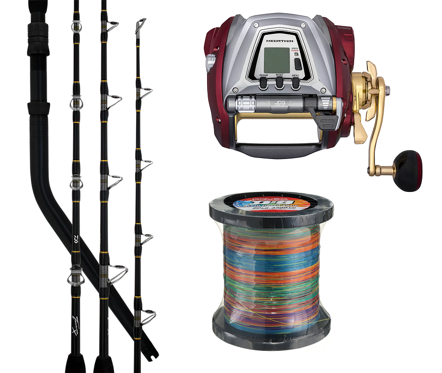 Daiwa Electric Combo Seaborg 800mj + Tanacom X 70h Pre-spooled With 750m 80lb Rovex Depthfinder Braid >