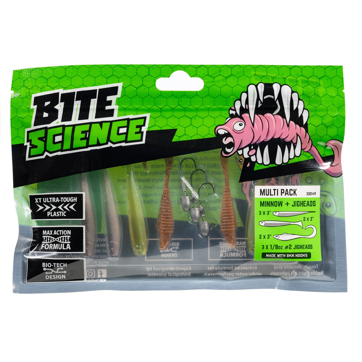 Bite Science Multi Pack Minnow Soft Plastic Lures & Jigheads