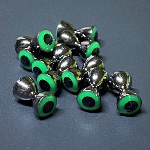 Todd Hour Glass Eyes Nickel/grn 6.3mm Large >