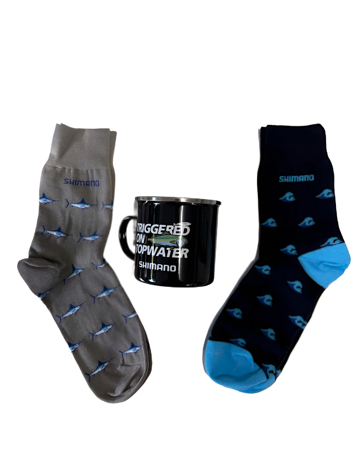 Shimano Enamel Mug + 2 Pairs Dress Socks Sz 9-11