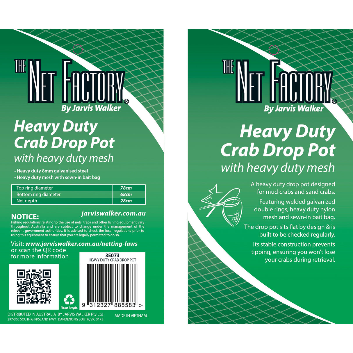 Net Factory Heavy Duty 2 Ring Crab Drop Pot