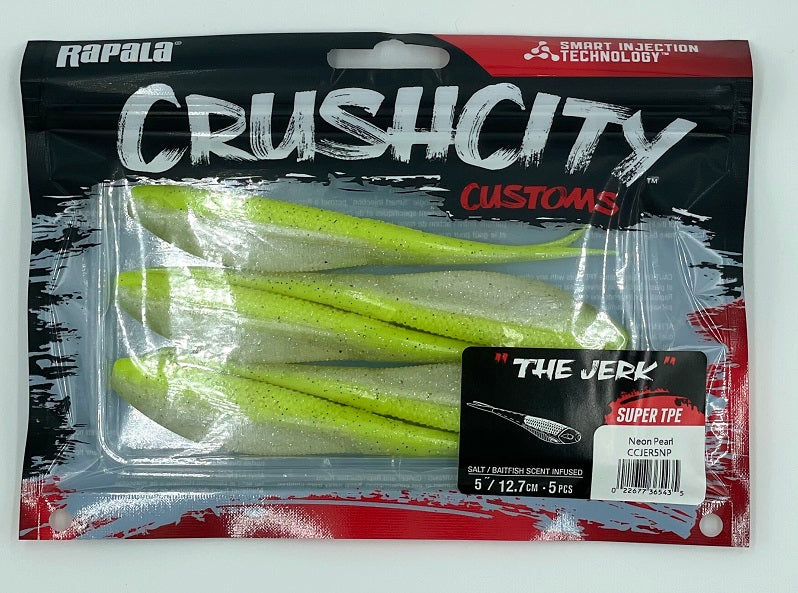 Rapala Crush City 5" The Jerk Soft Plastic Lure [cl:neon Pearl]