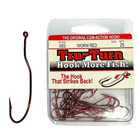 Tru Turn Worm Red 063 Bulk Hooks [sz:1 - 25pk]