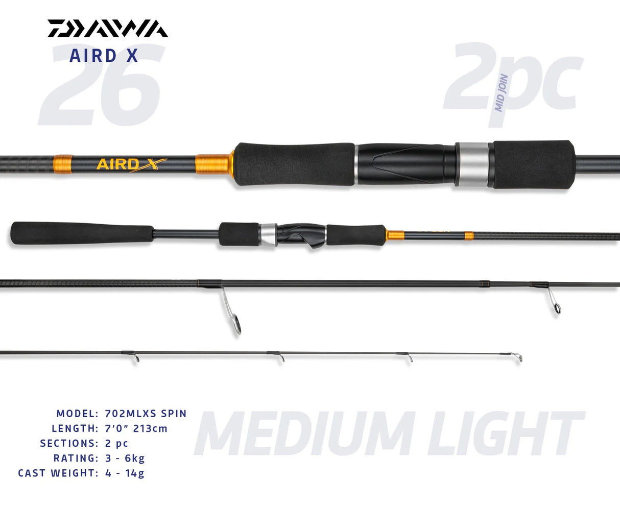 Daiwa 26 Aird X Spinning Rod [sz:7'/3-6kg/2pc/702mlxs]
