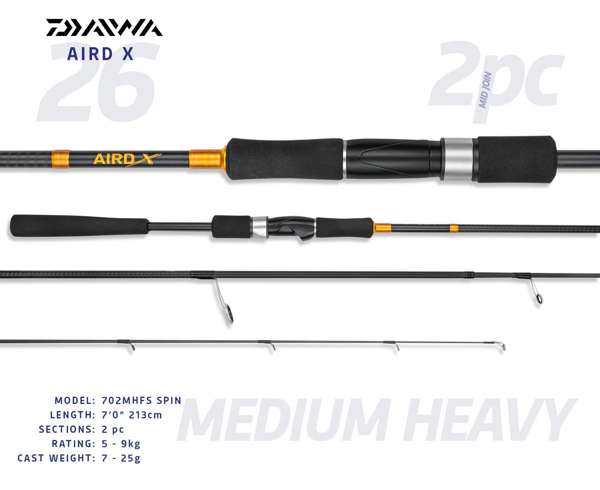 Daiwa 26 Aird X Spinning Rod [sz:7'/5-9kg/2pc/702mhfs]