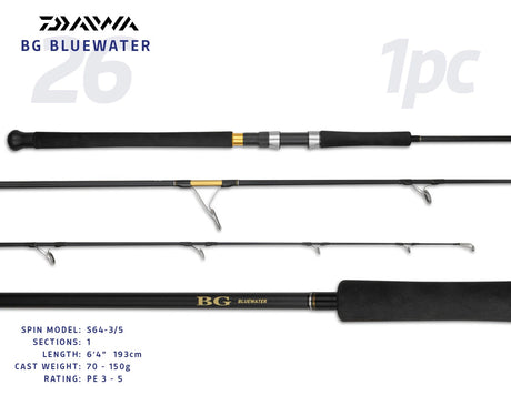 Daiwa 26 Bg Bluewater Spinning Rod [sz:6'4"/pe 3-5/1pc/s64-3/5]