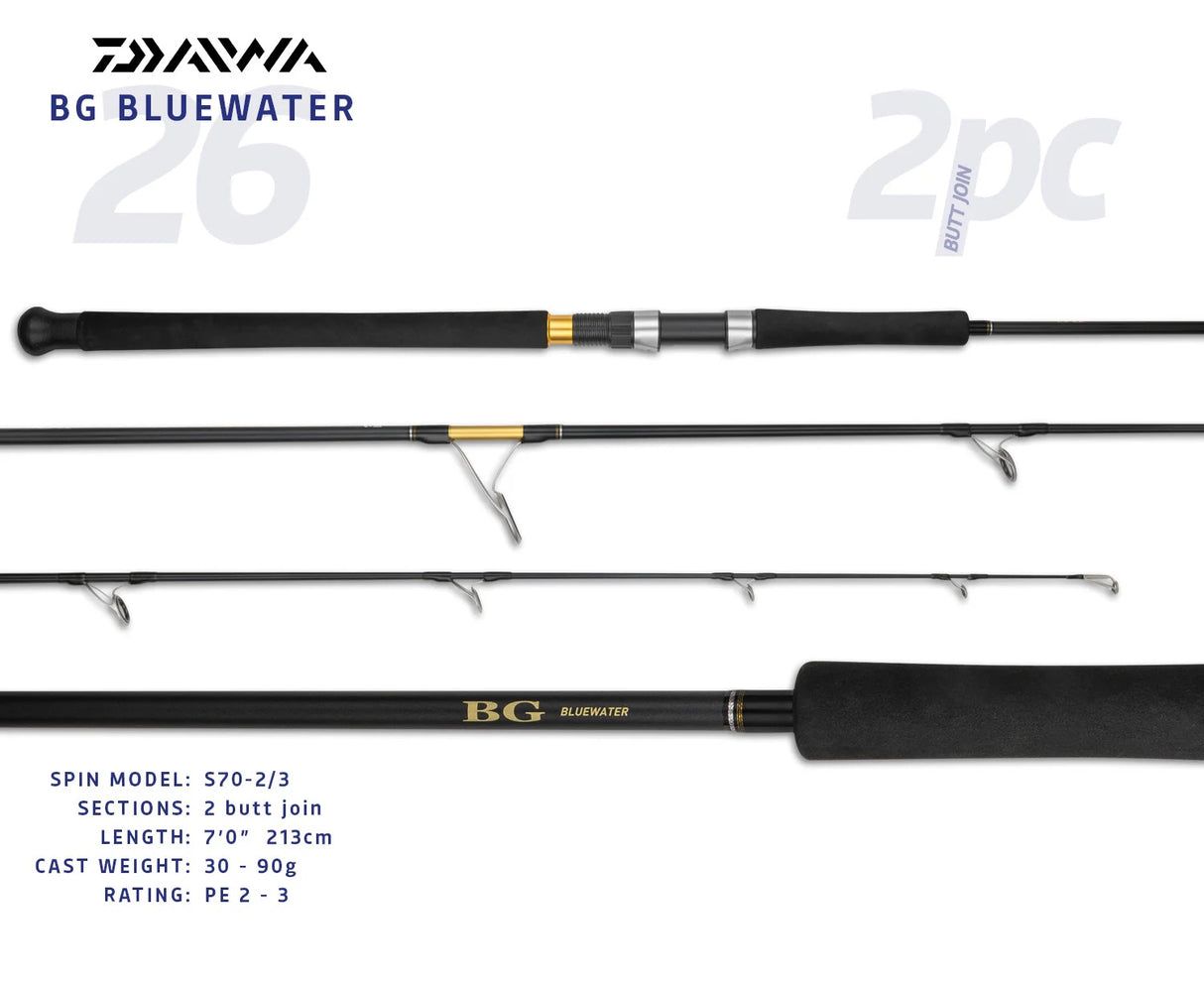 Daiwa 26 Bg Bluewater Spinning Rod [sz:7'/pe 2-3/2pcbj/s70-2/3]