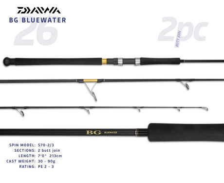 Daiwa 26 Bg Bluewater Spinning Rod [sz:7'/pe 2-3/2pcbj/s70-2/3]