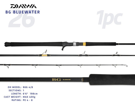 Daiwa 26 Bg Bluewater Overhead Rod [sz:6'6"/pe 4-8/1pc/b66-4/8]