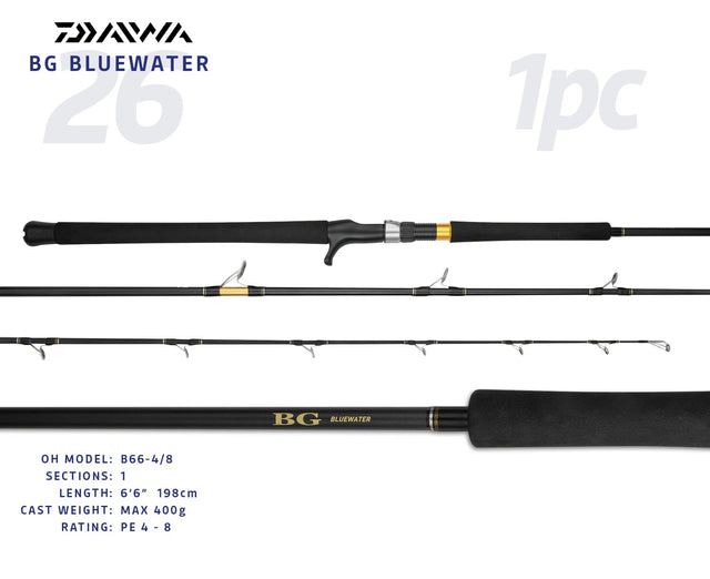 Daiwa 26 Bg Bluewater Overhead Rod [sz:6'6"/pe 4-8/1pc/b66-4/8]
