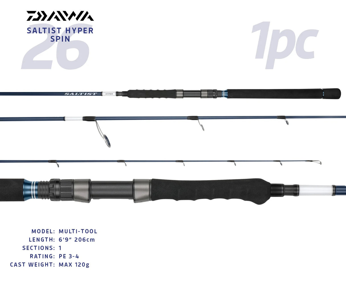 Daiwa 26 Saltist Hyper Spinning Rod [sz:6'9"/pe 3-4/2pc/s69-3/4]