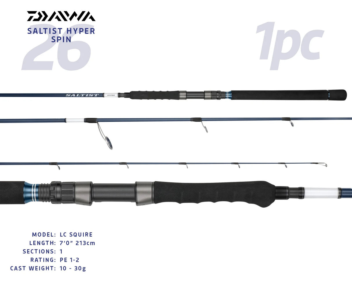Daiwa 26 Saltist Hyper Spinning Rod [sz:7'2"/pe 1-2/2pcbj/s72-1/2]