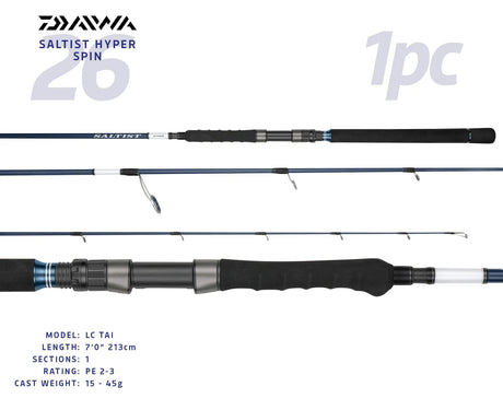 Daiwa 26 Saltist Hyper Spinning Rod [sz:7'2"/pe 2-3/2pcbj/s72-2/3]