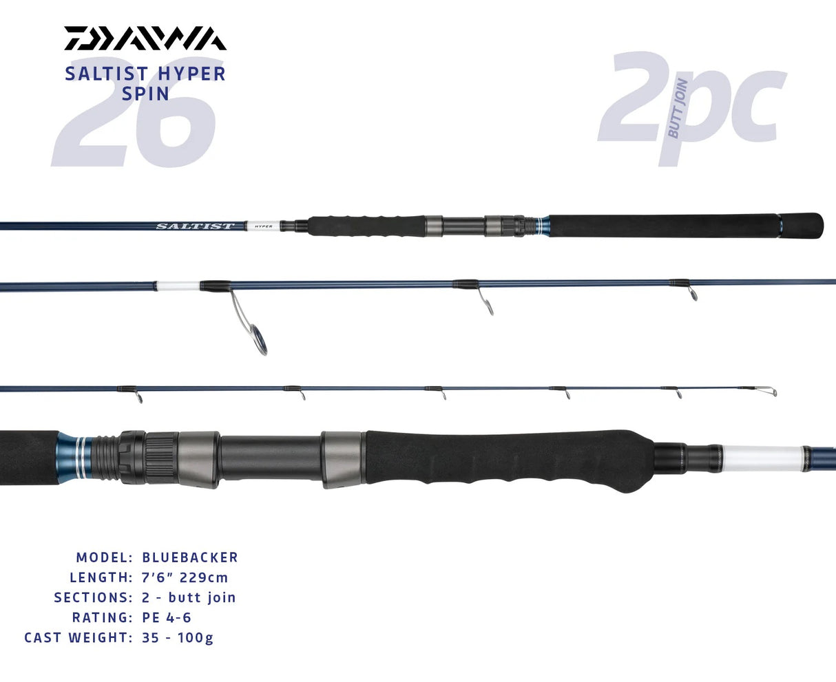 Daiwa 26 Saltist Hyper Spinning Rod [sz:7'6"/pe 4-6/2pcbj/s76-4/6]