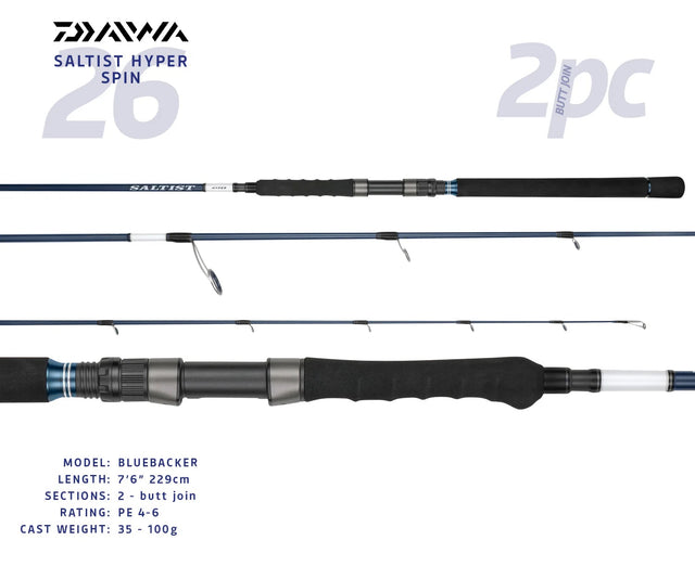Daiwa 26 Saltist Hyper Spinning Rod [sz:7'6"/pe 4-6/2pcbj/s76-4/6]