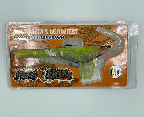 King Brown Killer Prawn 8" Pre-rigged Weedless 12/0 3/4oz Soft Plastic Lure [cl:disco Bazz]