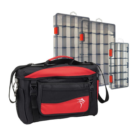 Jarvis Walker Lure Bag No-zip Medium Red With 3 Boxes ><