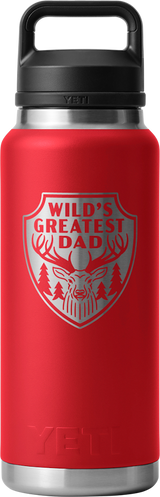 Yeti Rambler 36oz (1l) Bottle With Chug Cap Engraved "wild's Greatest Dad" > [cl:rescue Red]