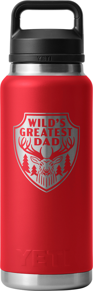 Yeti Rambler 36oz (1l) Bottle With Chug Cap Engraved "wild's Greatest Dad" > [cl:rescue Red]