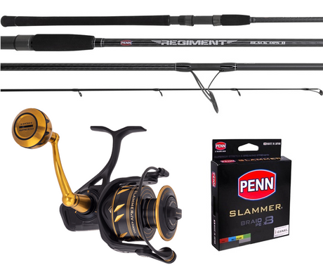 Penn Combo Slammer Iv 6500hs Regiment Black Ops Sp792h 15-25kg With 65lb Berkley X8 Green >< 