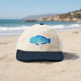 Reef Lagoon Corduroy Flat Brim Cap [cl:tuskfish / Cream/midnight]