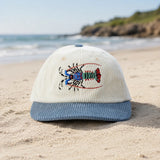 Reef Lagoon Corduroy Flat Brim Cap [cl:ornate Cray / Cream/azure]