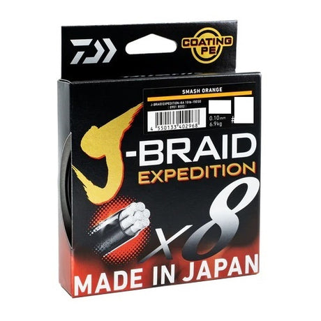 Daiwa J-braid Expedition X8 Braided Fishing Line Smash Orange 300m [sz:pe 1.2 / 15lb]