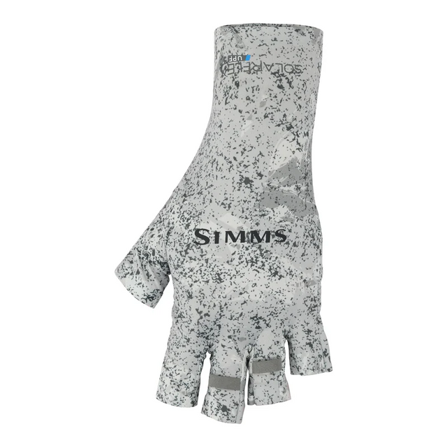Simms Solarflex Half-finger Sun Glove - Back Eddy White [sz:s]
