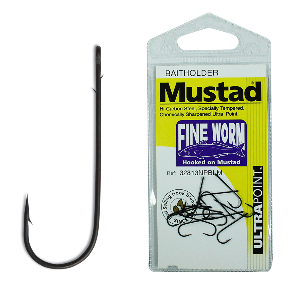 Mustad Fine Worm Hooks [sz:2 - 13pk]
