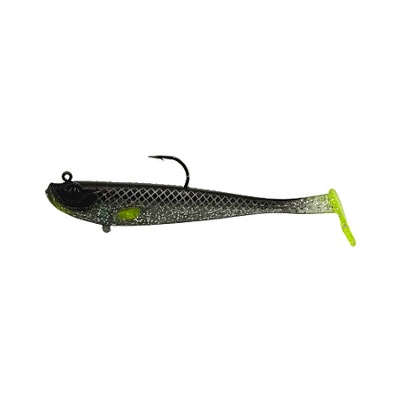 Profishent Vixen Shad 180mm 69g Soft Plastic Swimbait Lure [cl:black Silver Chartreuse]