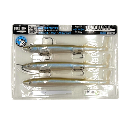 My Lure Box Paddle Glide 245mm Pre-rigged Soft Plastic Swimbait Lure [cl:gc Glitter]