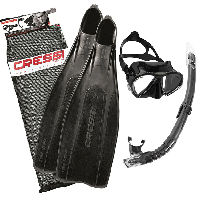 Cressi Pro Star Mask, Snorkel And Fins Set > [sz:43-44 (us-10/11)]