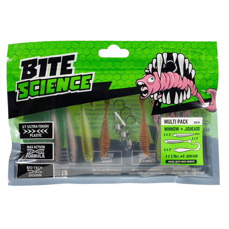 Bite Science Multi Pack Minnow Soft Plastic Lures & Jigheads