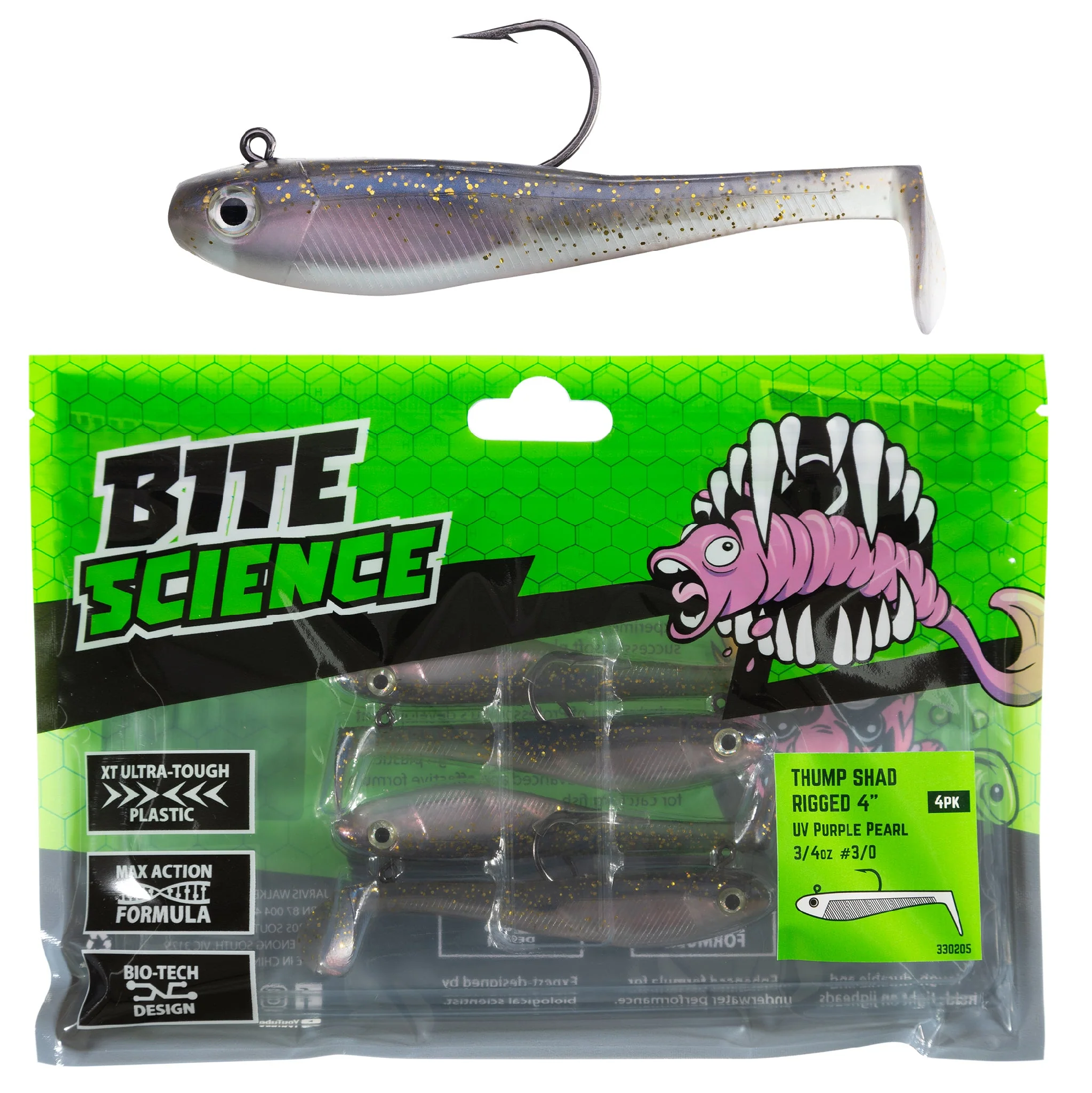 Bite Science 4 Thump Shad Rigged Soft Plastic Lure - Fisho's Tackle World