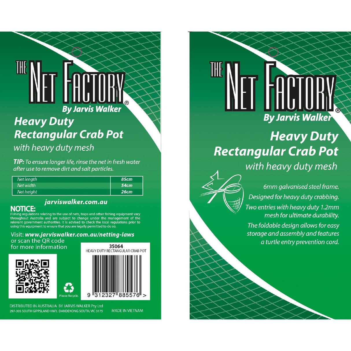 Net Factory Crab Pot Rectangular Heavy Duty 2 Entry 