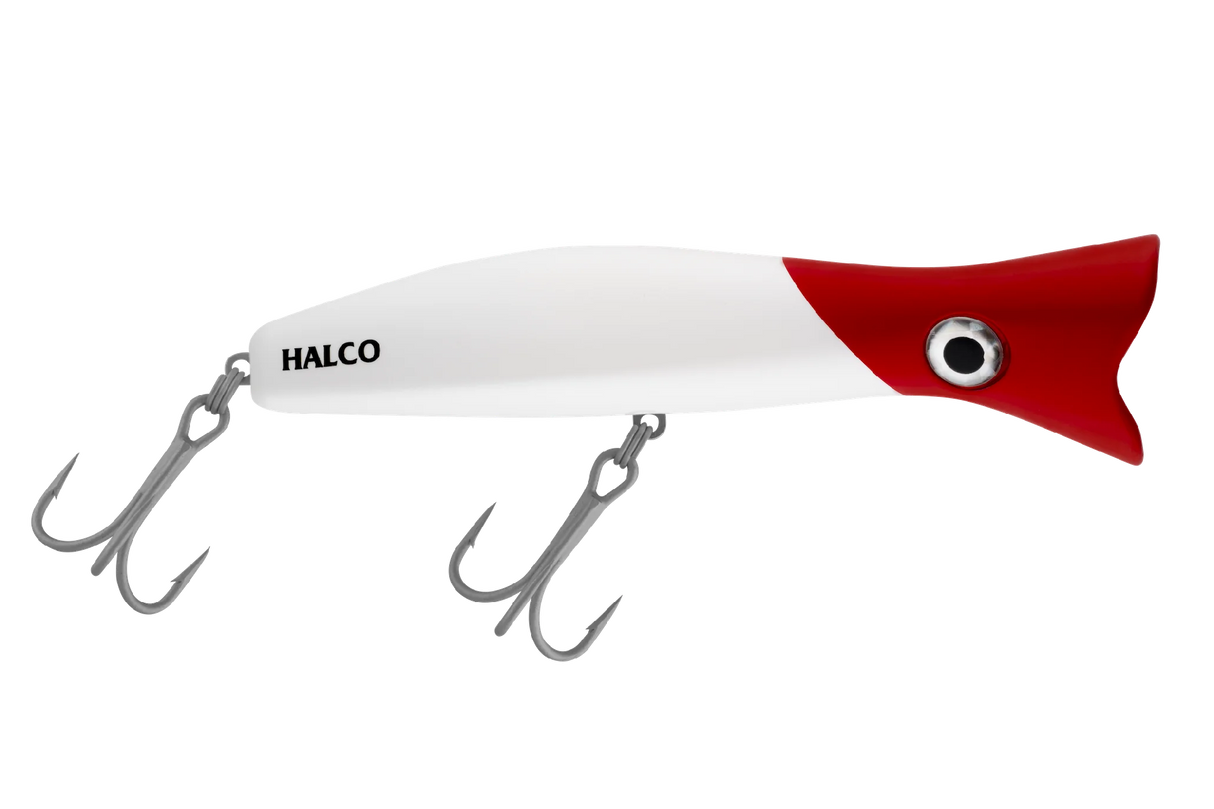 Halco Roosta Popper 80mm 16g Popper Lure [cl:white Redhead]