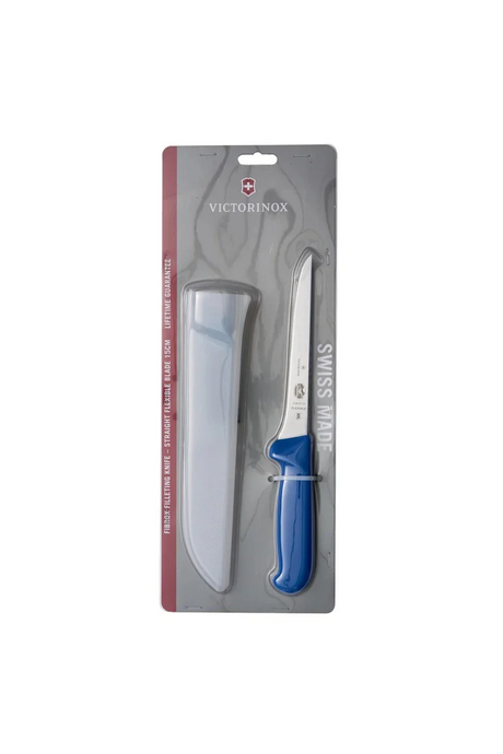 Victorinox Fibrox 15cm Straight Flexible Blade Filleting Knife With Sheath 
