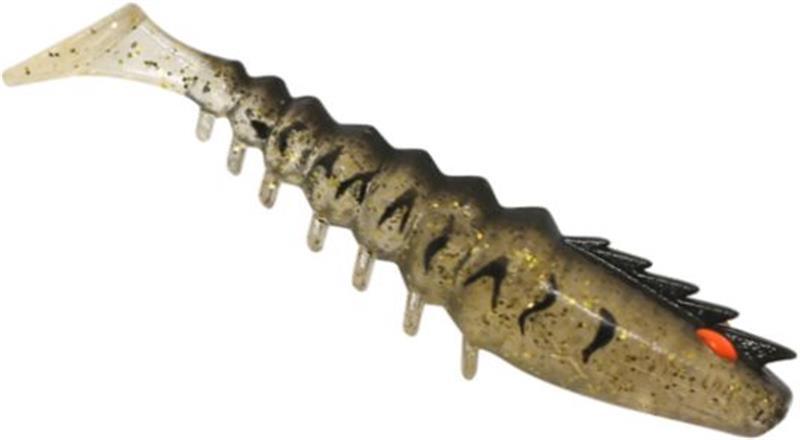 Squidgy Prawn Paddle Tail 110mm Soft Plastic Lure >^ [cl:black Gold]