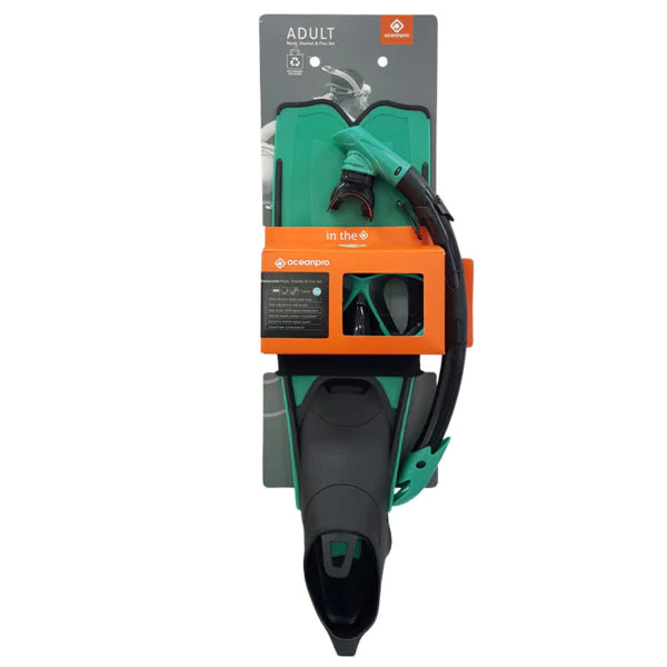 Ocean Pro Mallacoota Mask, Snorkel And Fins Set Black/teal