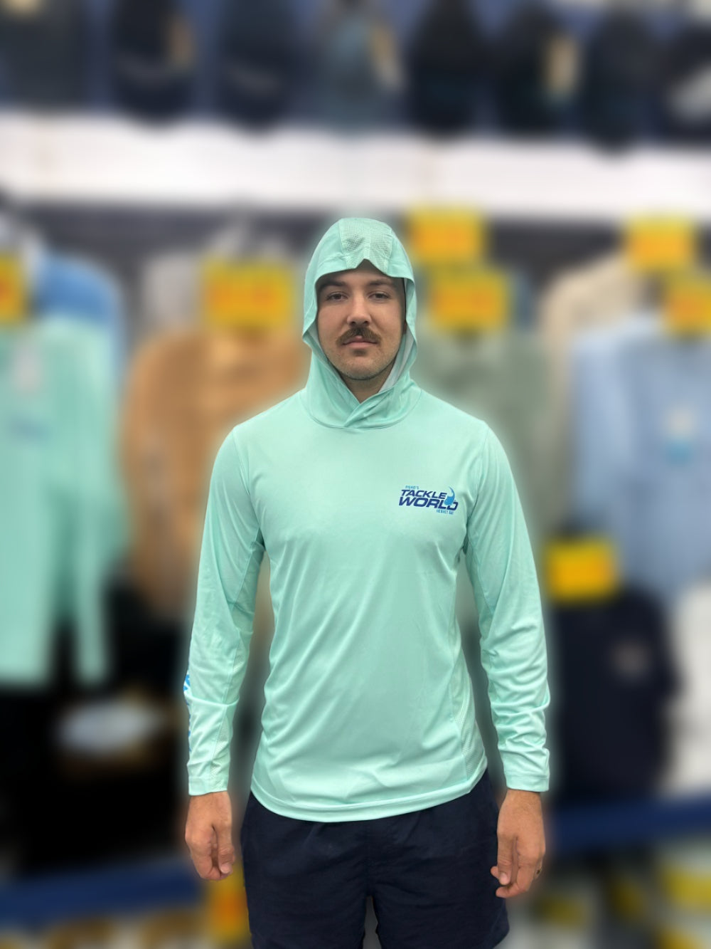 Fisho's Tackle World Hooded Performance Jersey Adult Seafoam [sz:s]