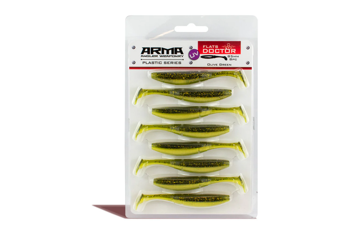 Arma Flats Doctor 85mm Soft Plastic Lure [cl:green Olive]