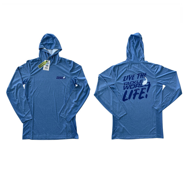 Fisho's Tackle World Hooded Performance Jersey Adult Heather Blue [sz:s]