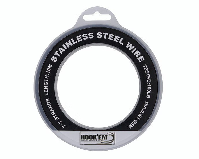 Hookem Wire Trace 49 Strand S/s Black Nylon Coated 10m [w:200lb]