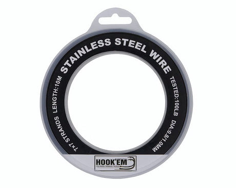 Hookem Wire Trace 49 Strand S/s Black Nylon Coated 10m [w:200lb]