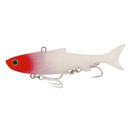 Samaki Vibelicious Thumper 100mm 20gm Soft Plastic Lure ><^ [cl:white Red Head]