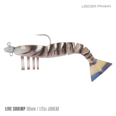 Samaki Live Shrimp 165mm 1/2oz Jighead Pre-rigged Soft Plastic Lure [cl:leeder Prawn]