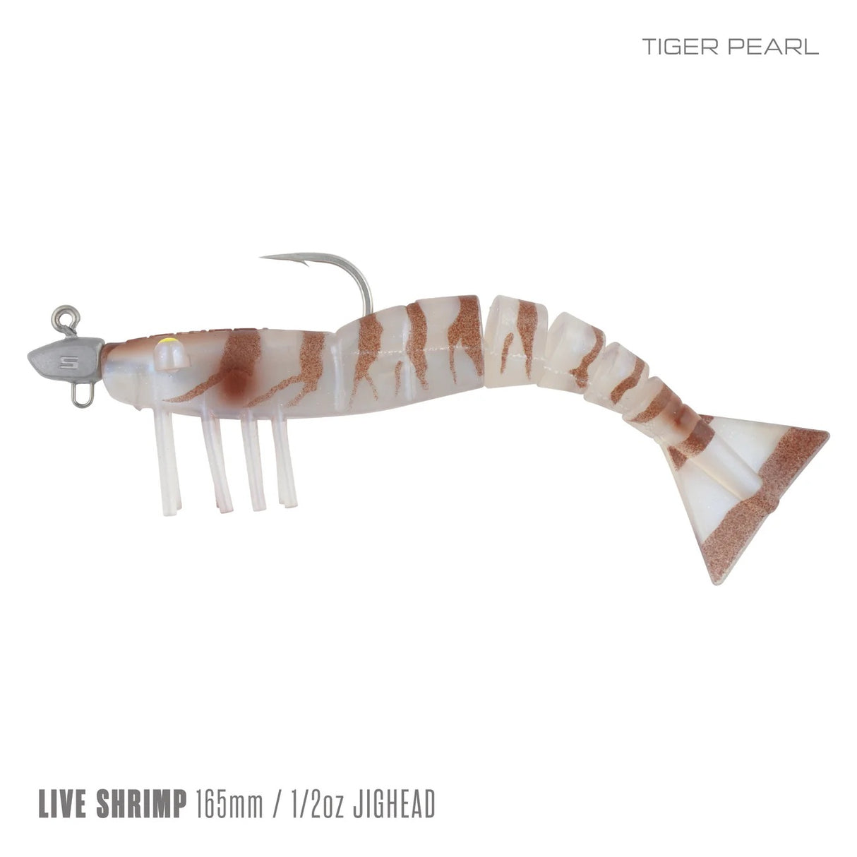 Samaki Live Shrimp 165mm 1/2oz Jighead Pre-rigged Soft Plastic Lure [cl:tiger Pearl]