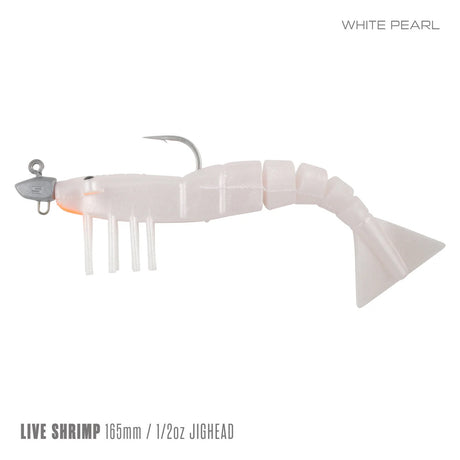 Samaki Live Shrimp 165mm 1/2oz Jighead Pre-rigged Soft Plastic Lure [cl:white Pearl]
